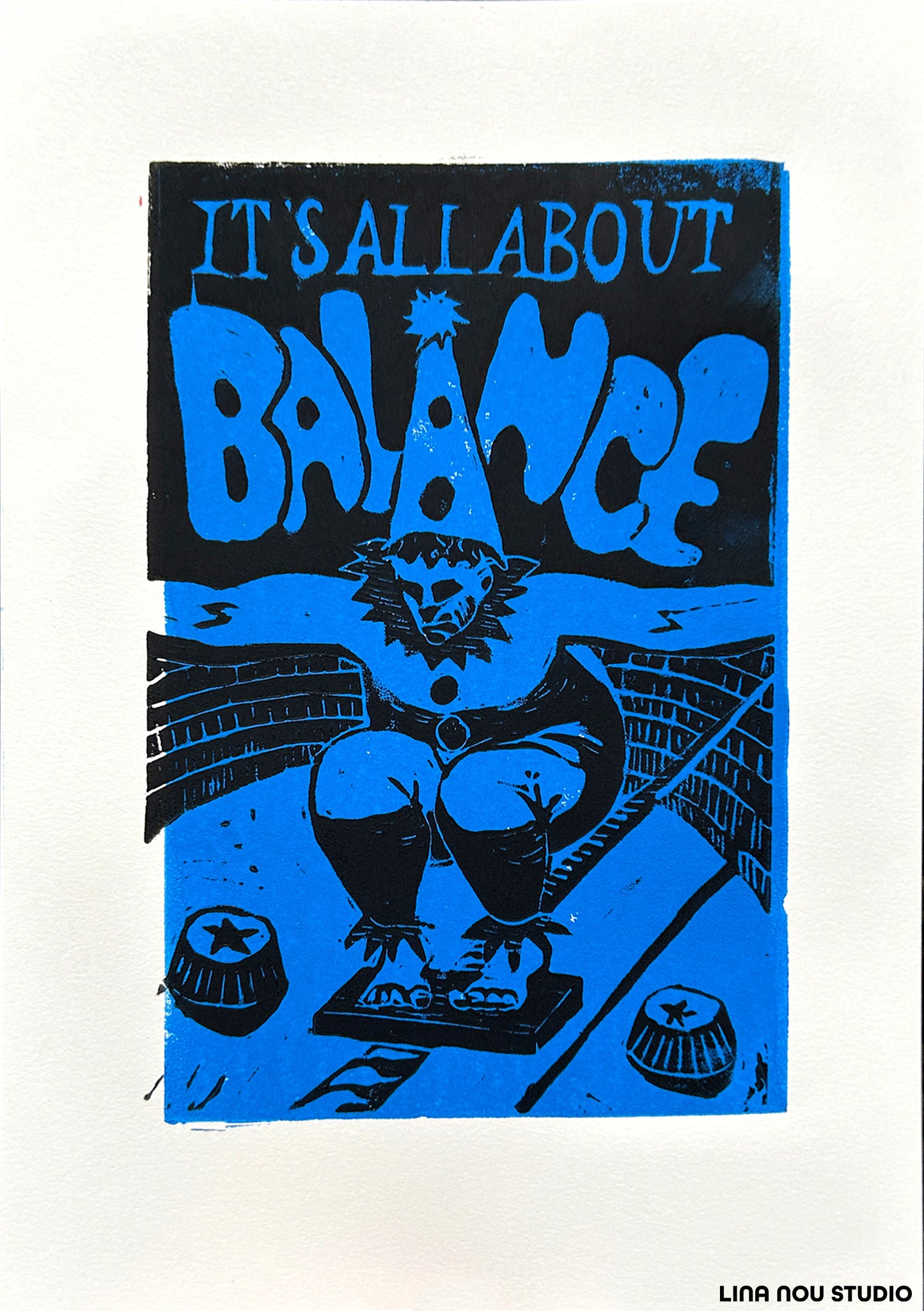 'It's All About: Balance' Lino Print (smooth paper)