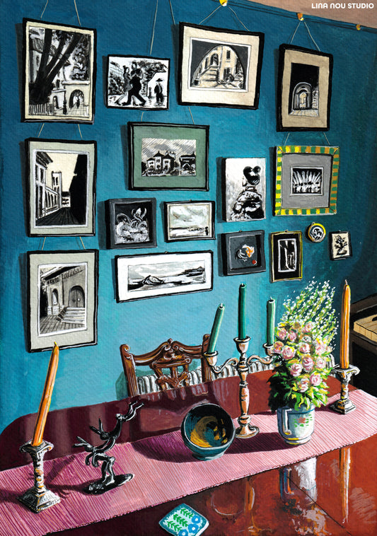 'Blue Gallery Wall' Giclée Art Print
