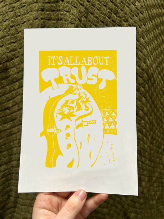 'It's All About: Trust' Open Edition Lino Print