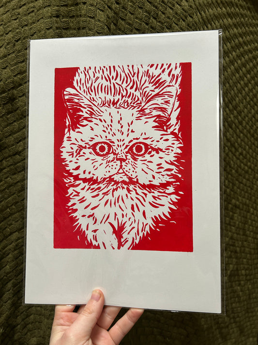 Joy the Cat' Open Edition Lino Print