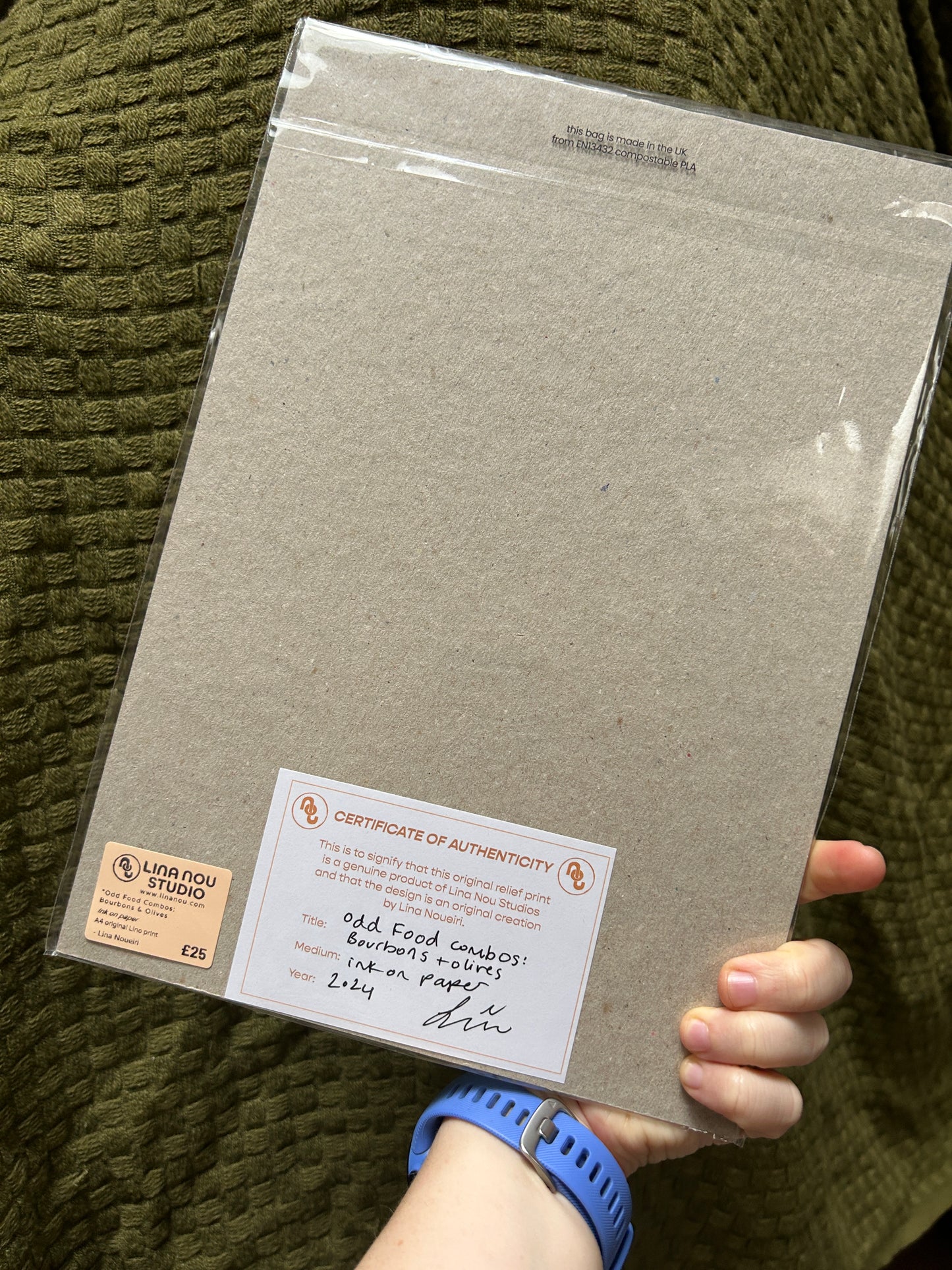 'Odd Food Combos: Bourbons & Olives' Lino Print (smooth paper)