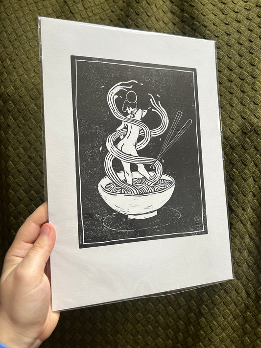 ‘Nuudles' Open Edition Lino Print