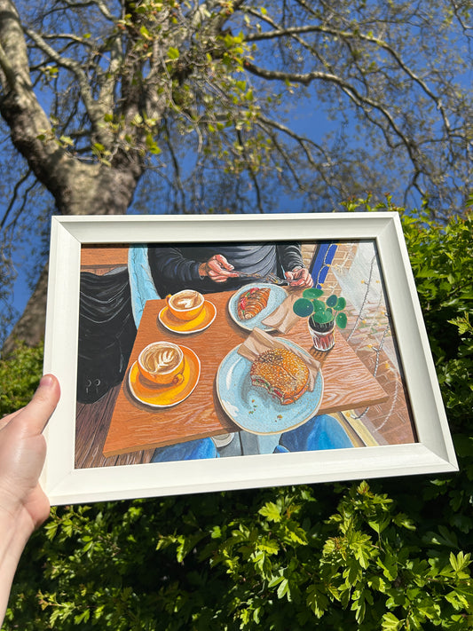 'Fields Beneath Brunch' Gouache Painting (Framed)
