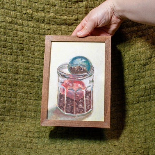 'Coffee Beans & Capules' Oil Painting (Framed)