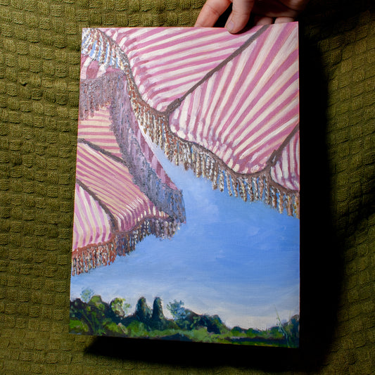'Summer Umbrellas' Oil Painting (Framed)