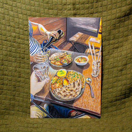 'Catching Up Over Paratha Thali' Painting