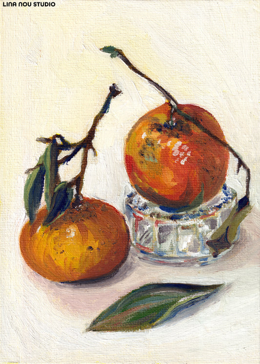 'Market Oranges & a Gu Pot' Giclée Art Print