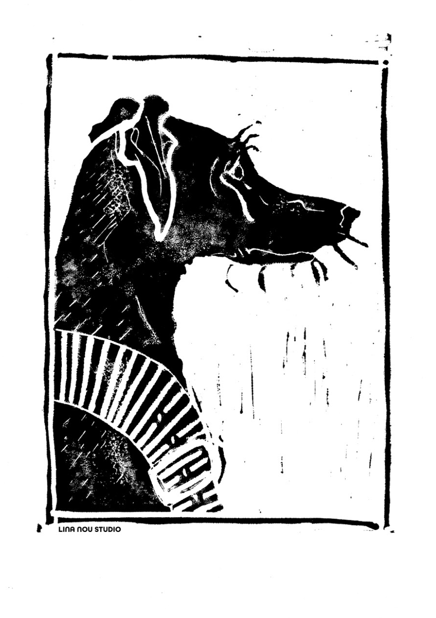 'Pickle the Pooch' Lino Print (smooth paper)