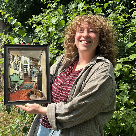 Tiled Home with Dogs Painting