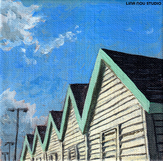 'Beach Huts in Brighton' Acrylic Painting