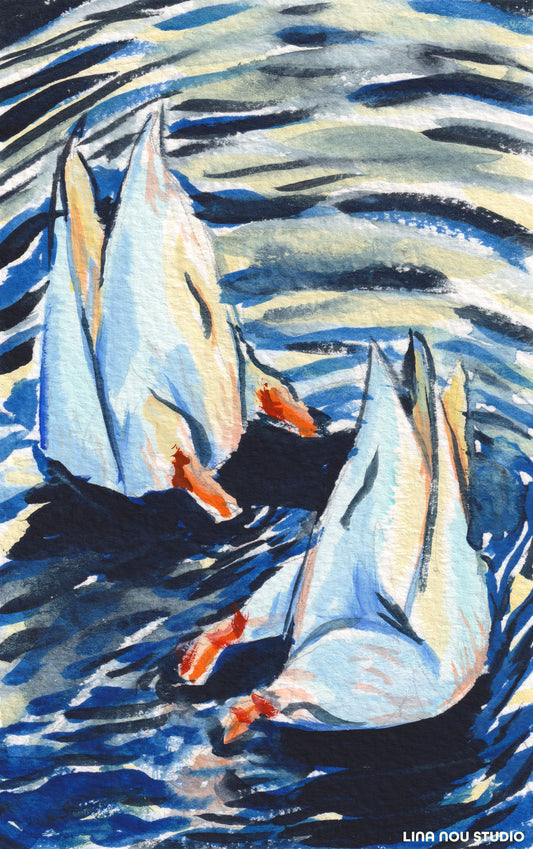 'Bottoms Up Geese' Giclée Art Print