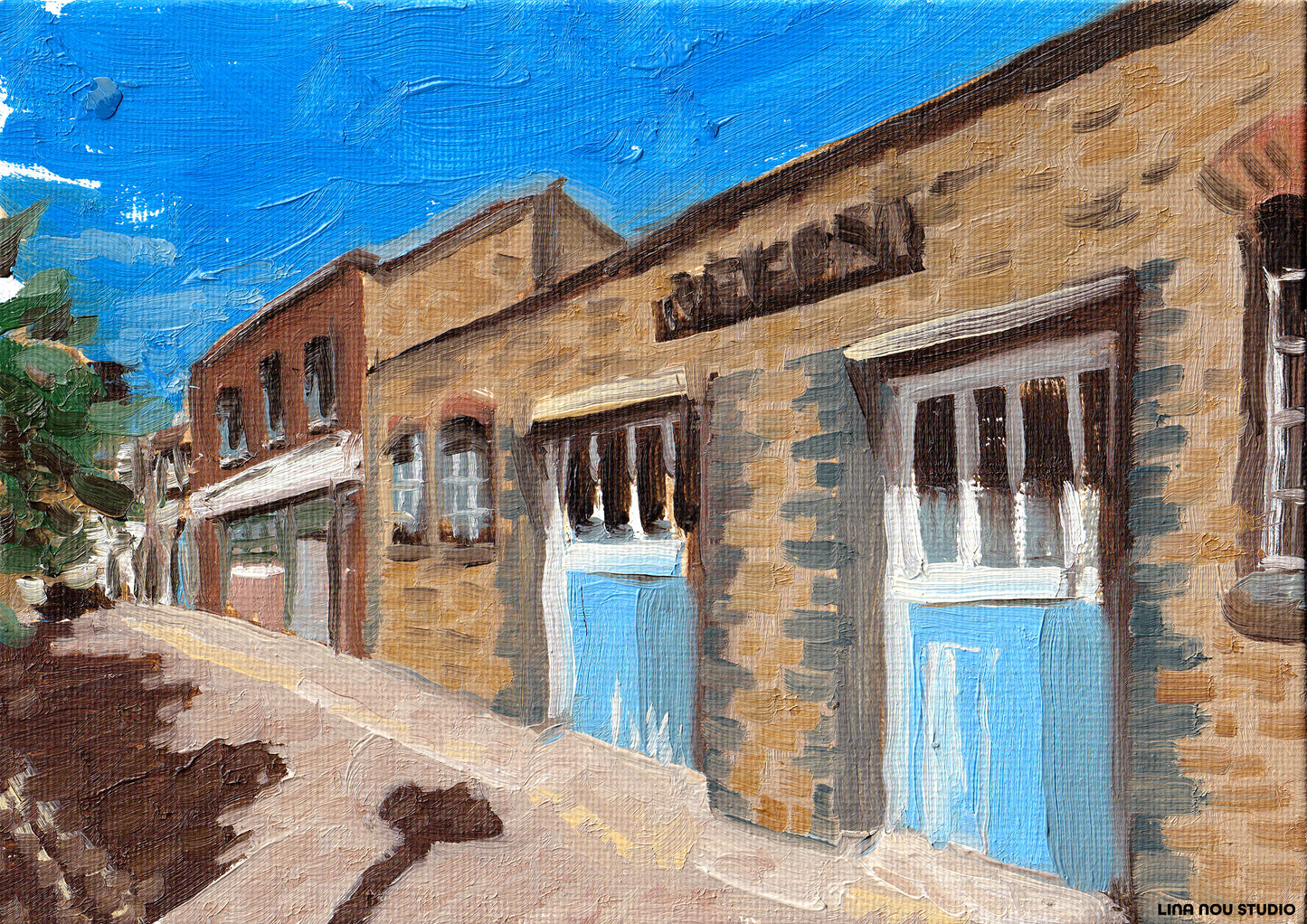 'Cobblestone Mews' Oil Painting (framed)
