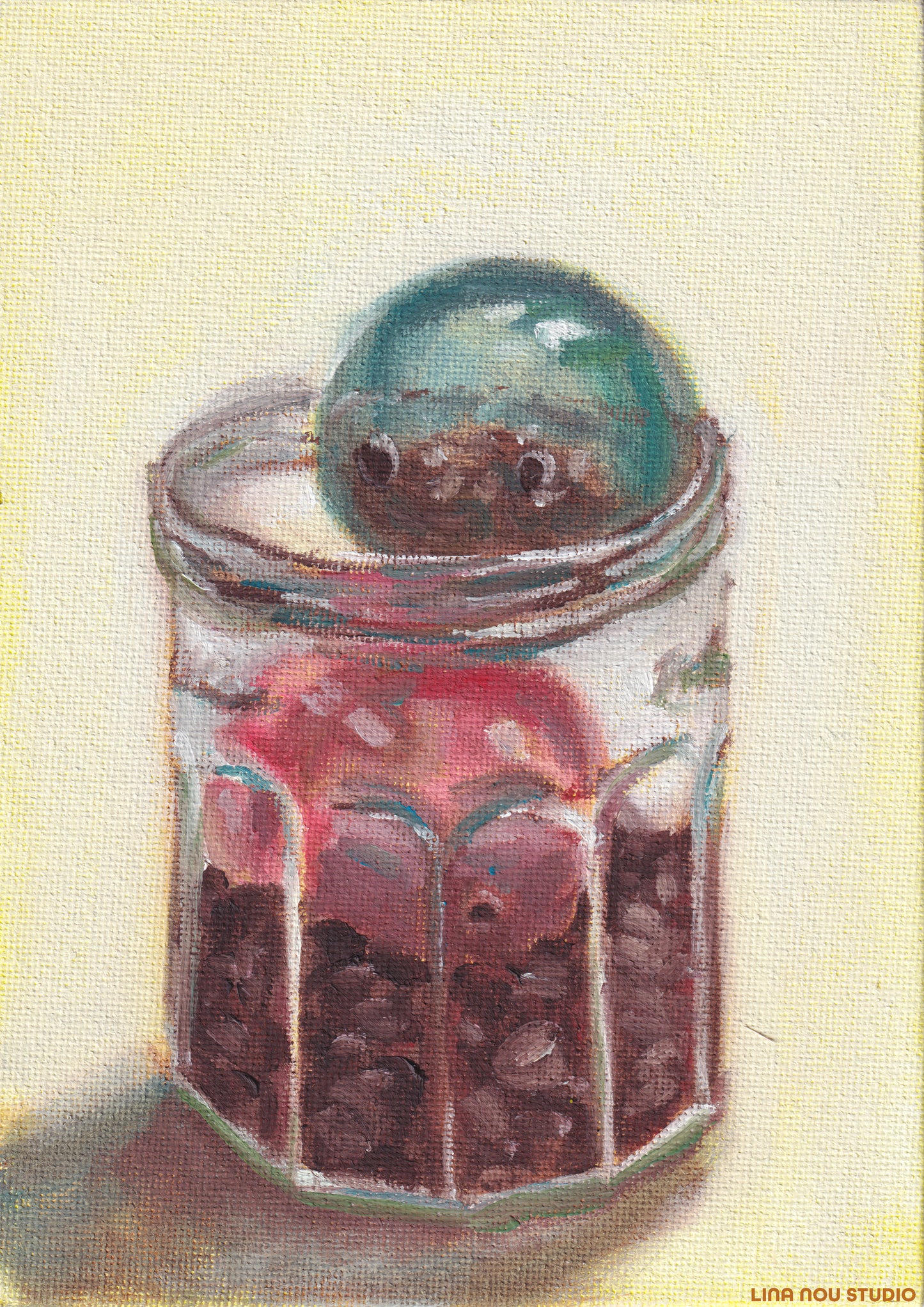 'Coffee Beans & Capules' Framed Painting