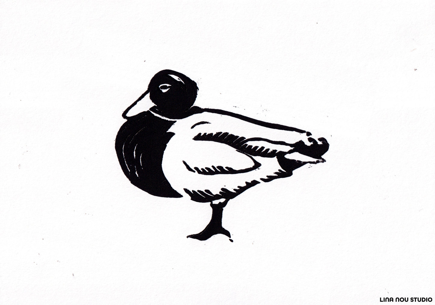 'Three Waterfowl: Duck' Lino Print (smooth paper)