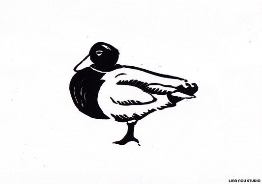 'Three Waterfowl: Duck' Lino Print (smooth paper)