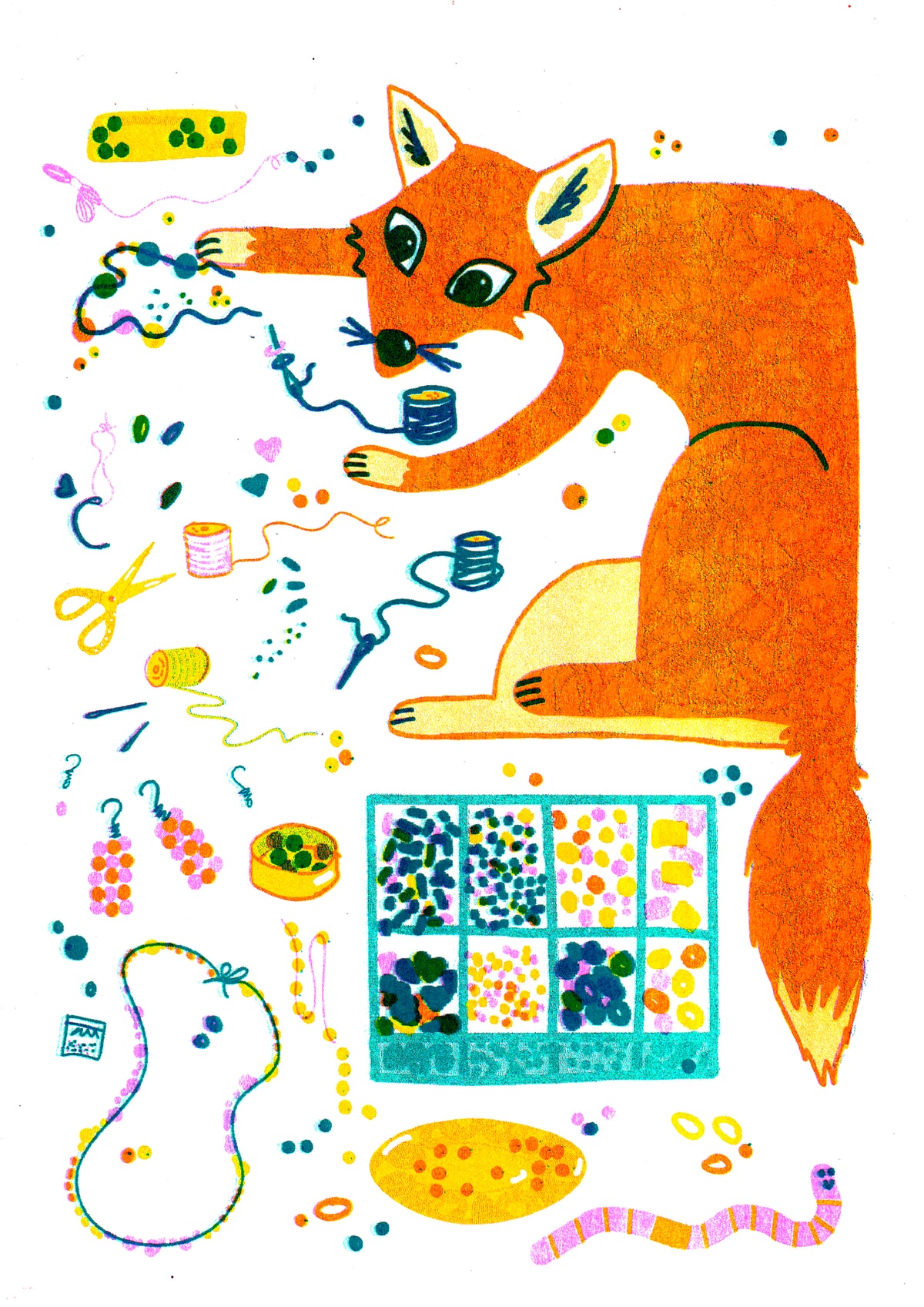 'Crafty Critters: Fox' Riso Print