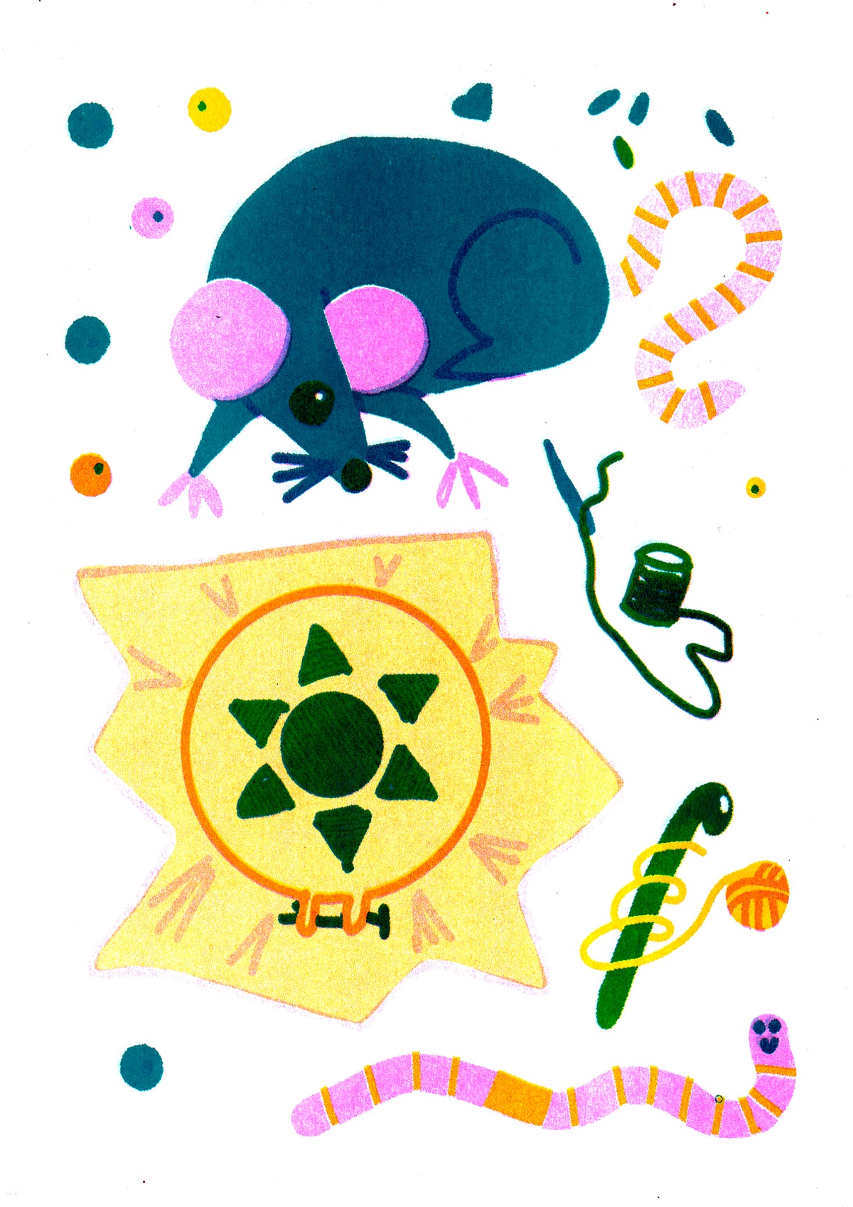 'Crafty Critters: Mouse' Riso Print
