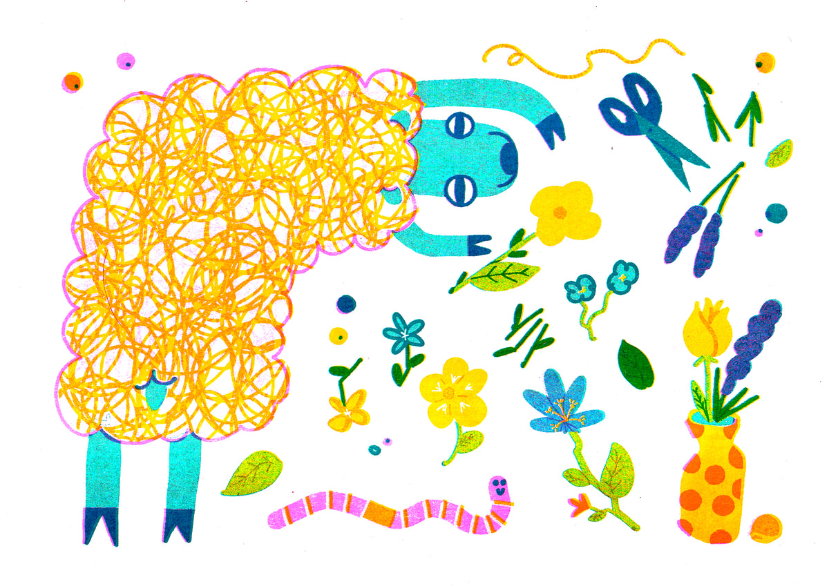 'Crafty Critters: Sheep' Riso Print