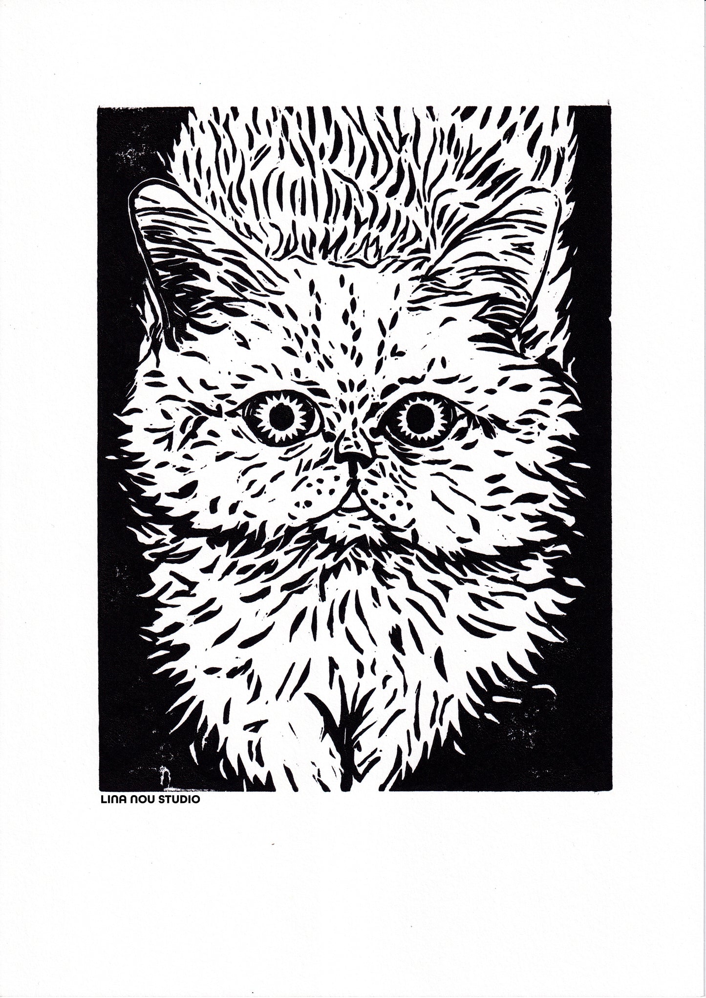'Joy the Cat' Lino Print (smooth paper)
