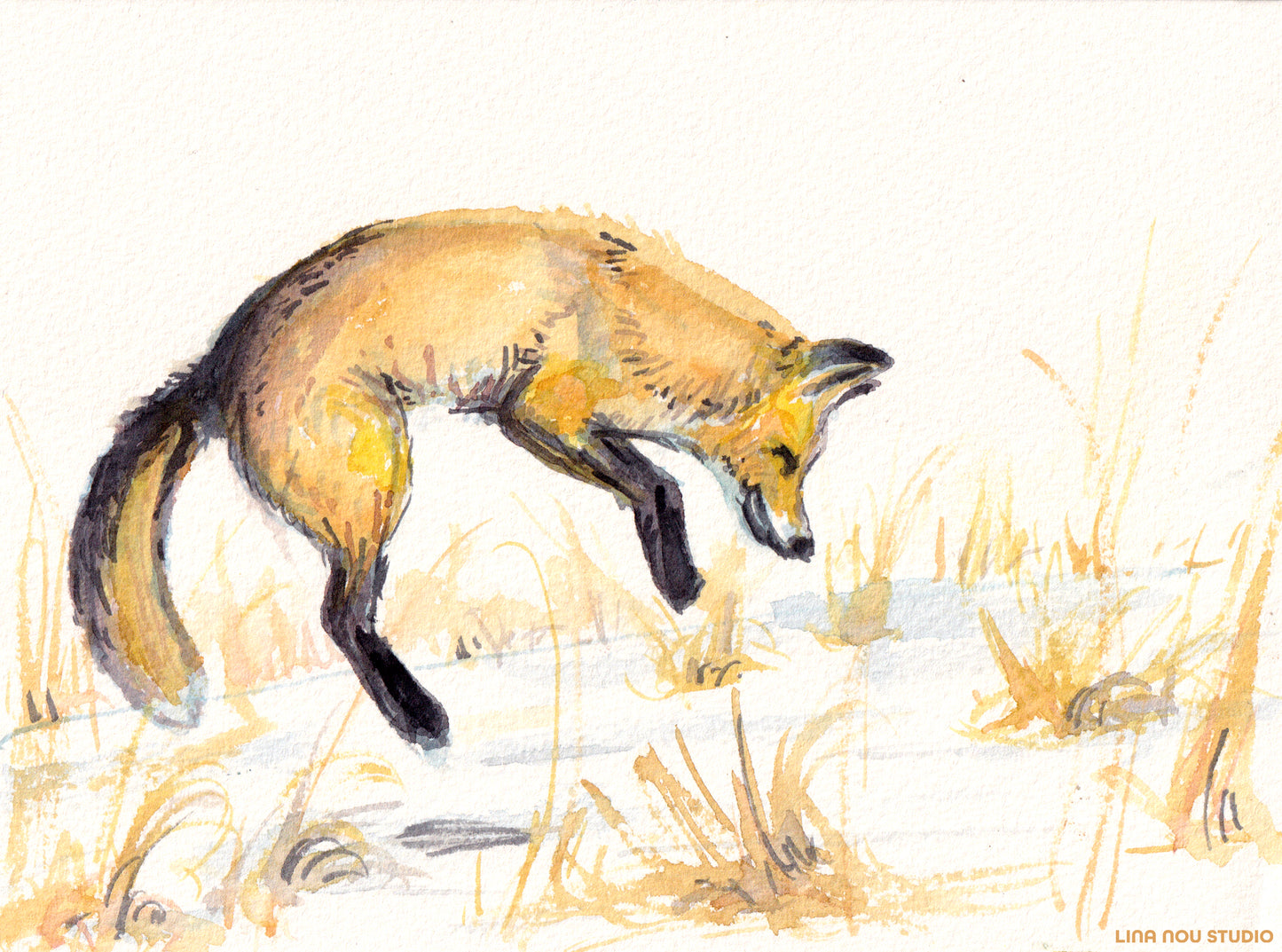 'Fox Jumping in the Snow' Card