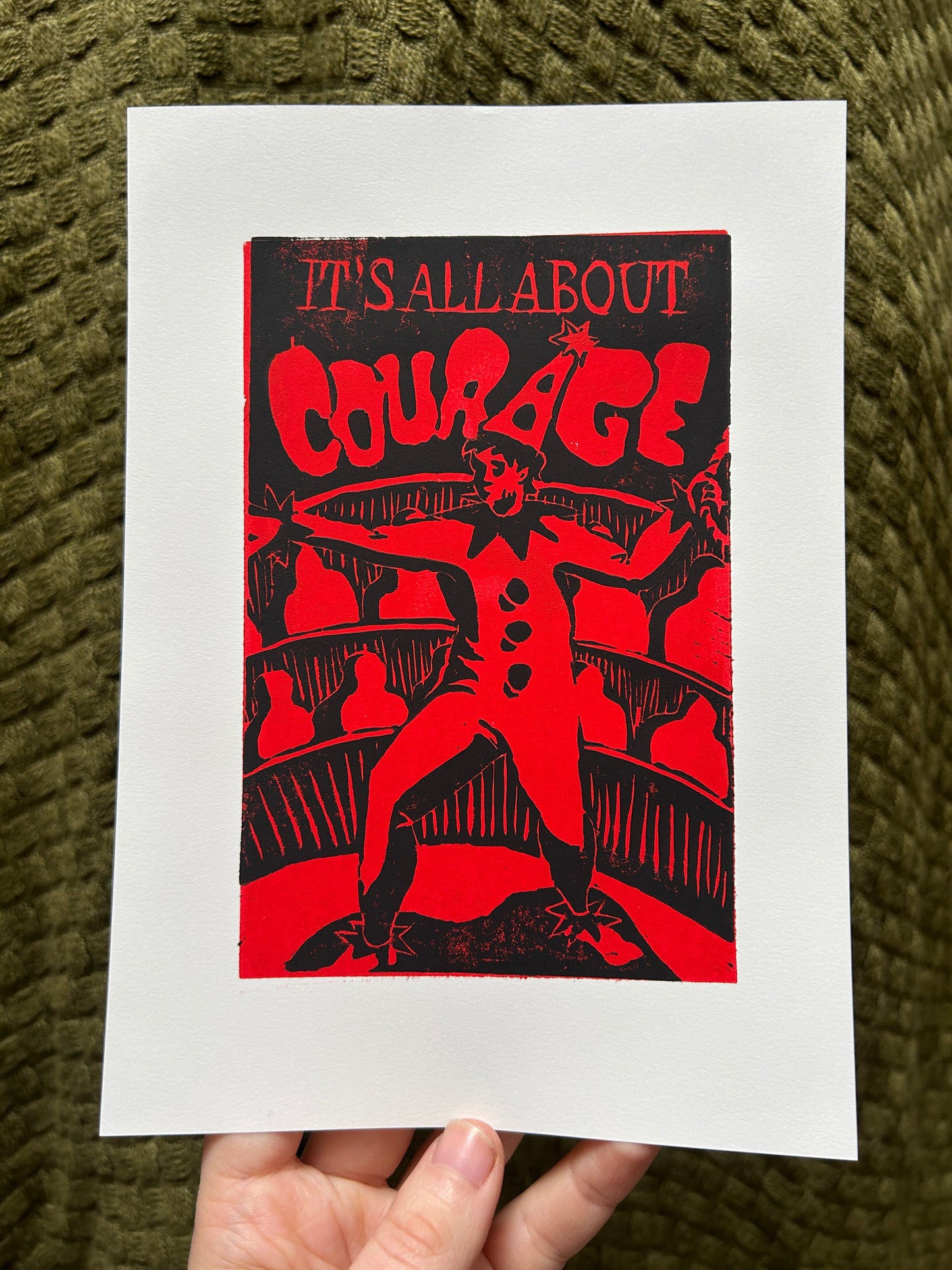 'It's All About: Courage' Lino Print (smooth paper)