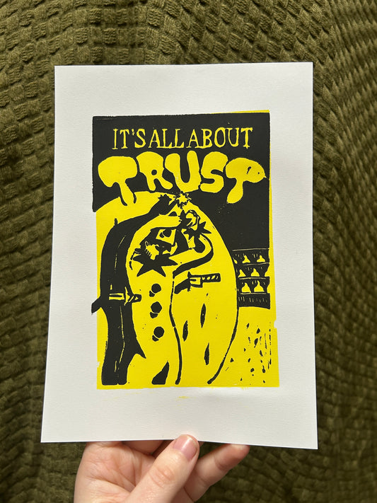 'It's All About: Trust' Lino Print (smooth paper)