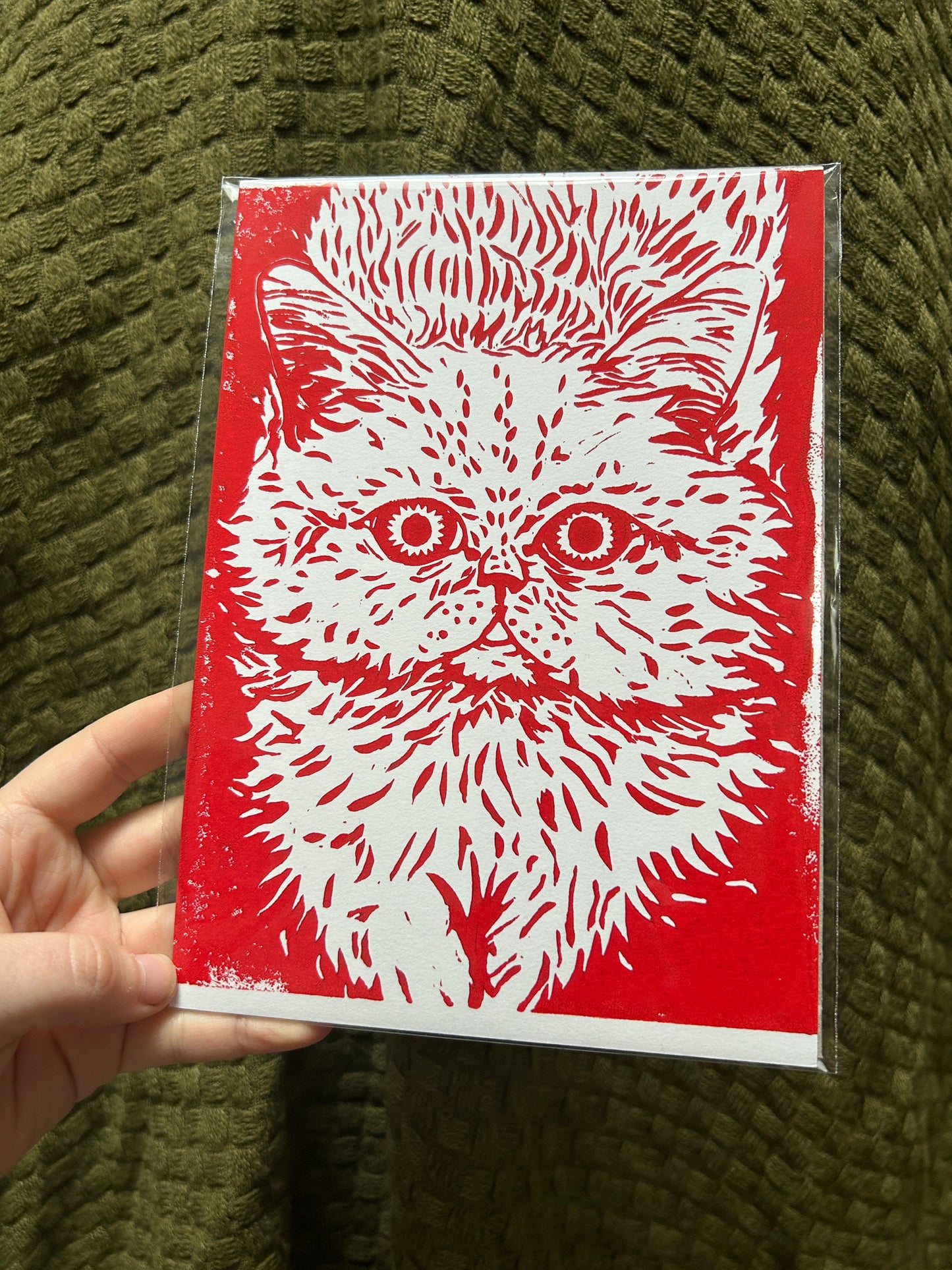 'Joy the Cat' Lino Print (smooth paper)
