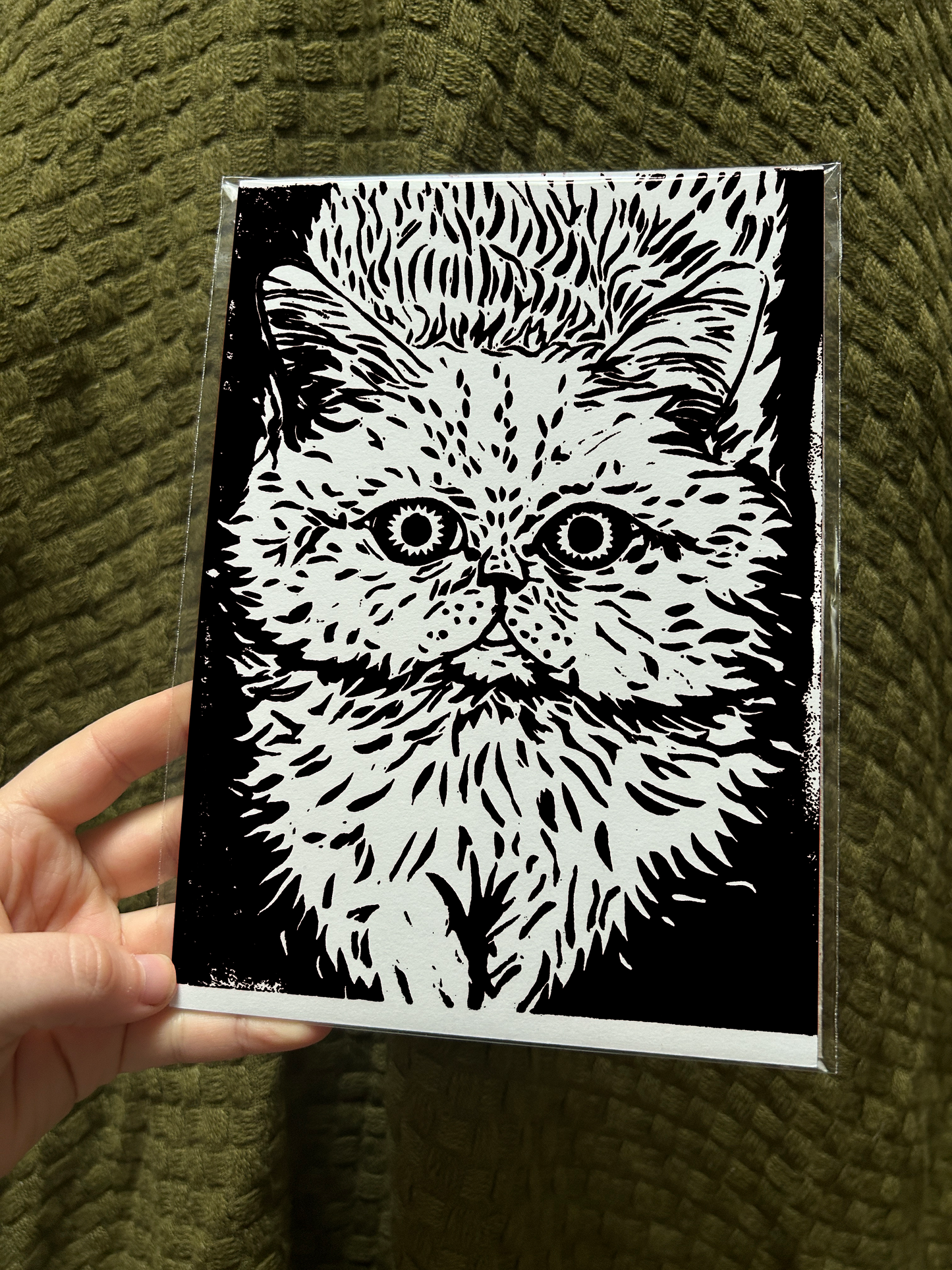 'Joy the Cat' Lino Print (smooth paper)