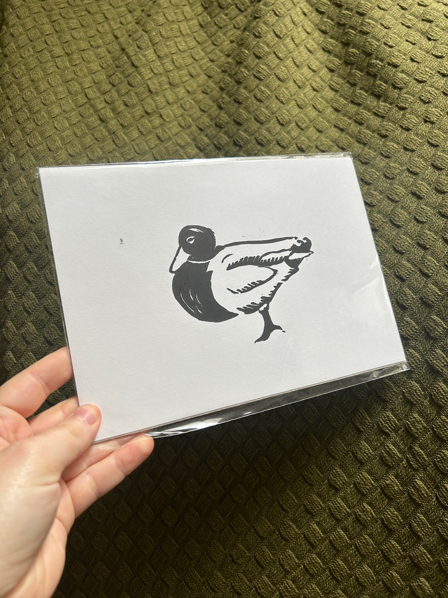 'Three Waterfowl: Duck' Lino Print (smooth paper)