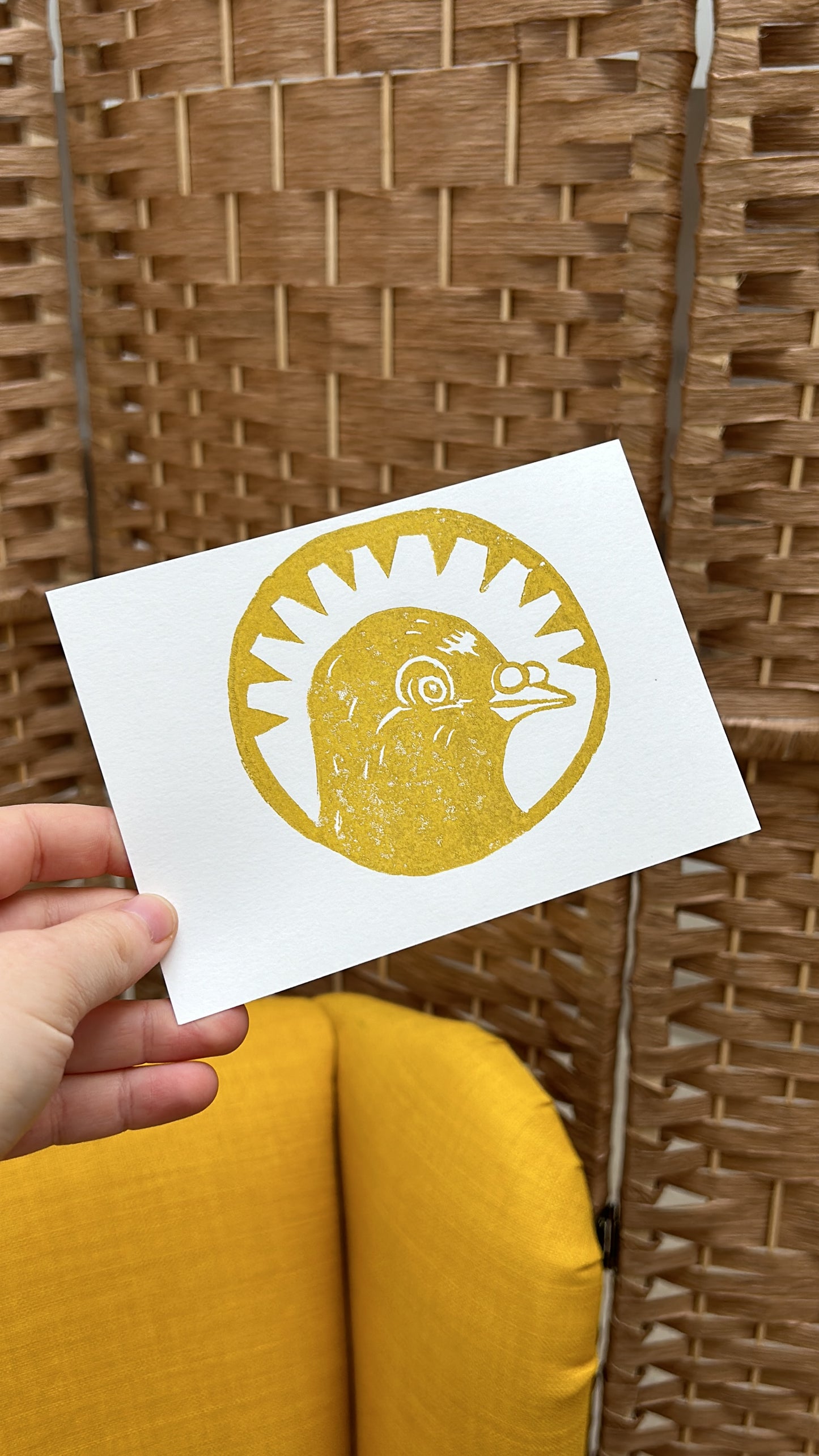 'Pigeon Face' Lino Print (smooth paper)