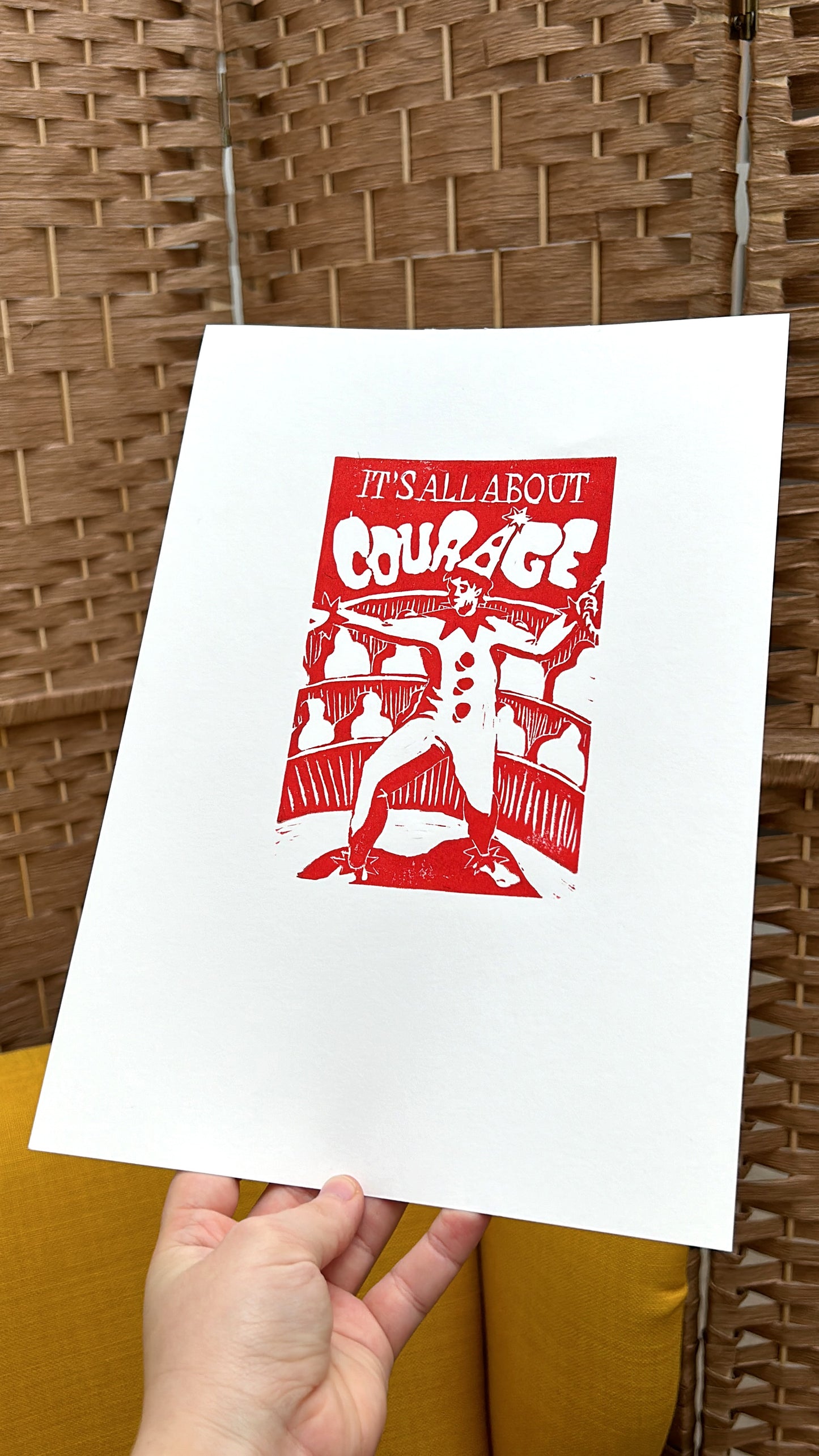 'It's All About: Courage' Lino Print (smooth paper)