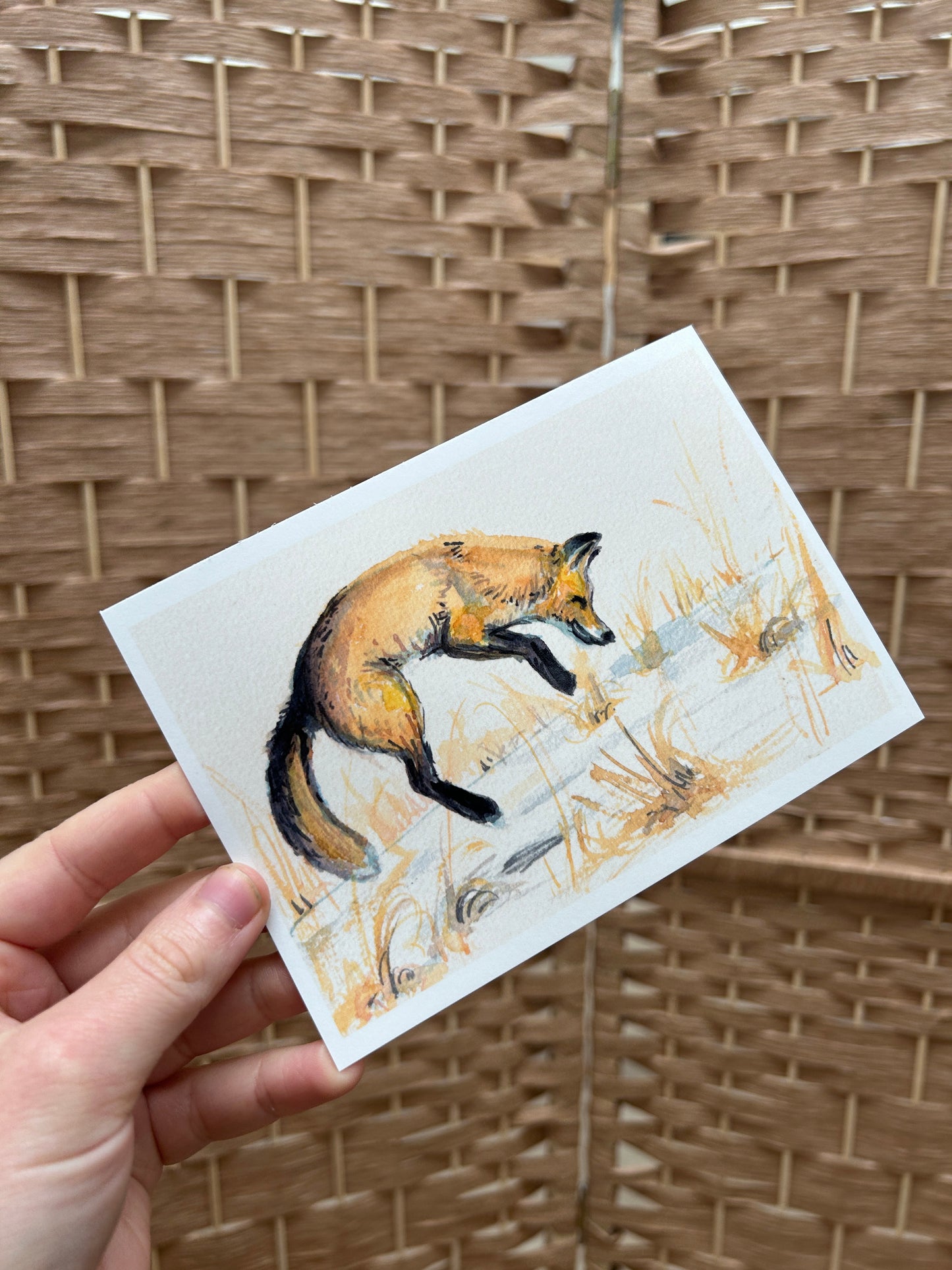 'Fox Jumping in the Snow' Card