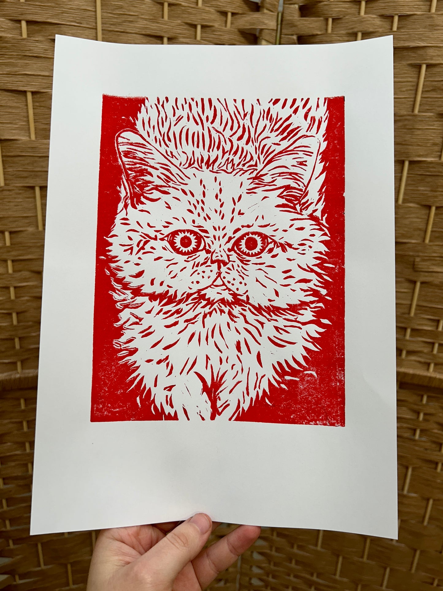 'Joy the Cat' Lino Print (smooth paper)