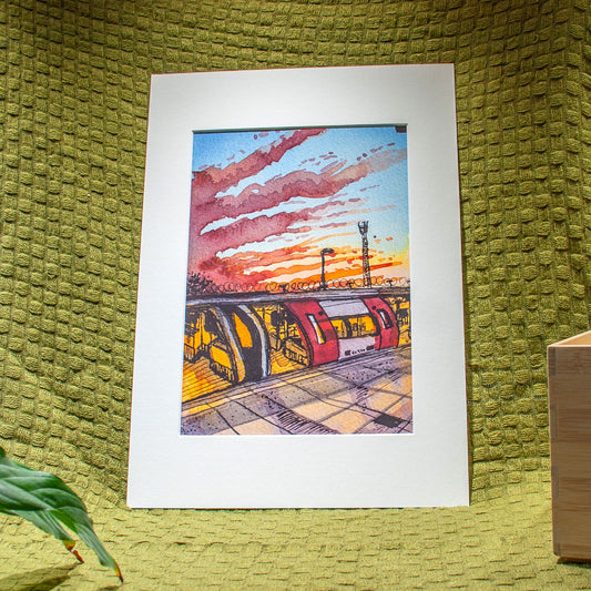 'Sunset over Underground Station' Giclée Art Print