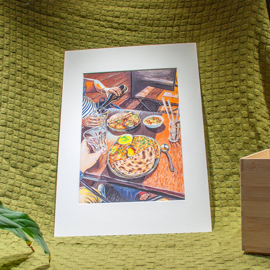 'Catching up over Paratha Thali' Giclée Art Print