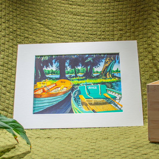 'Sunbathed Boats on the Water' Giclée Art Print