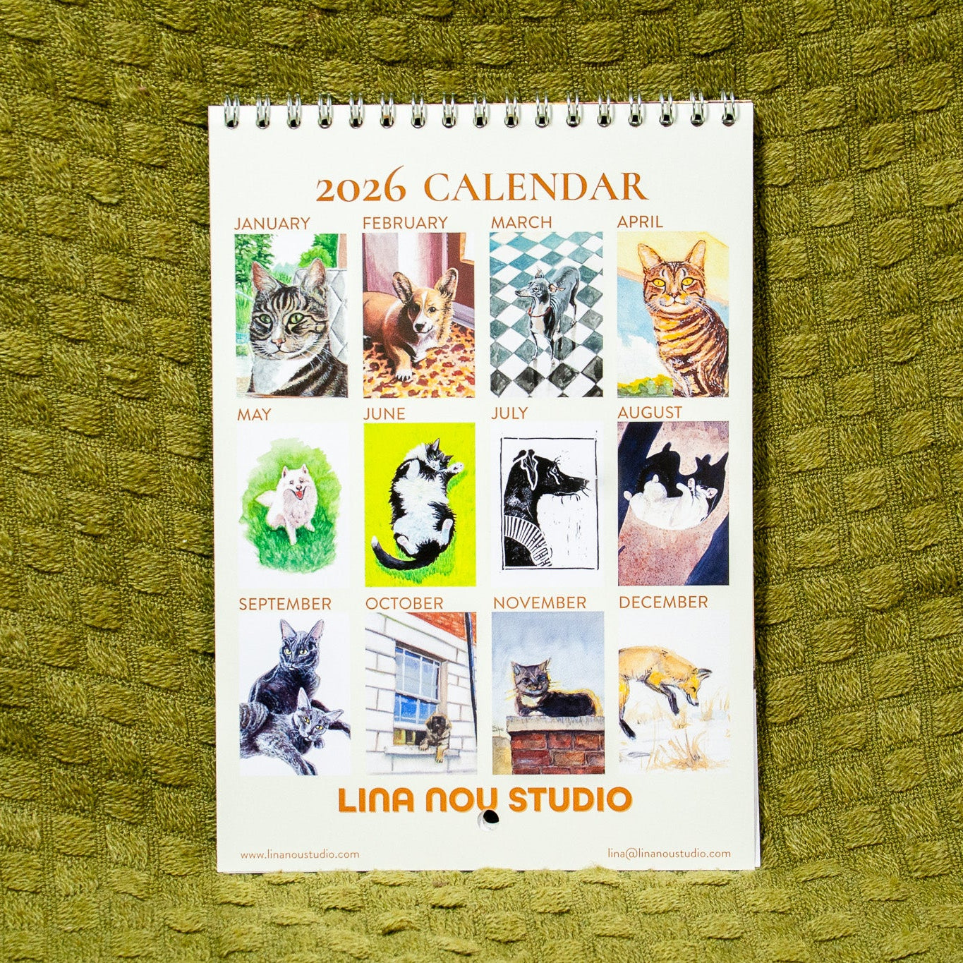 Calendar: Cats, Dogs & a Fox (2026)