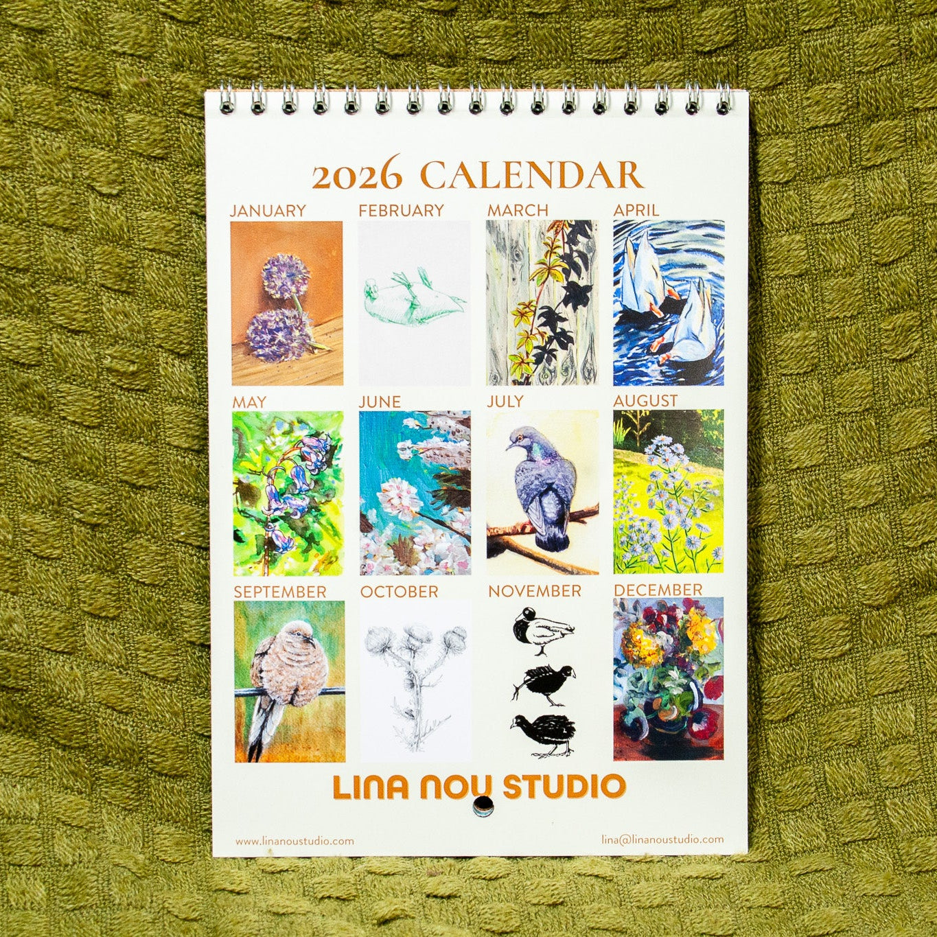 Calendar: Flowers & Birds (2026)