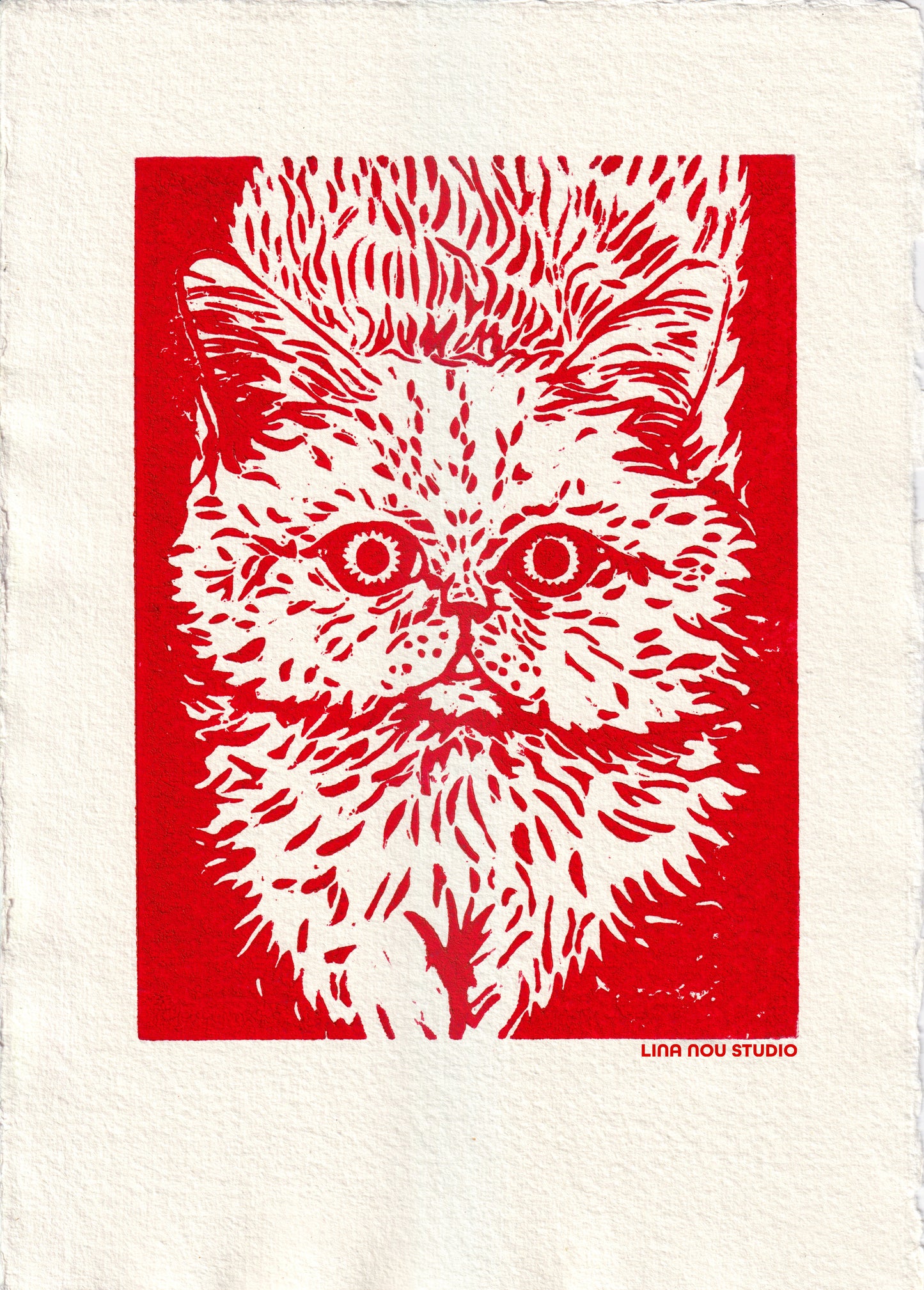 'Joy the Cat' Lino Print (smooth paper)