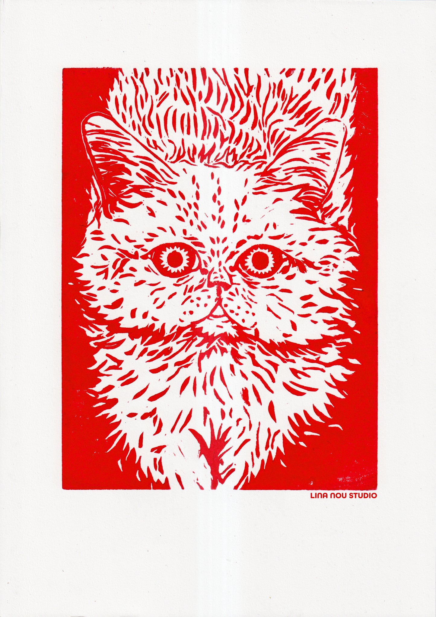 Joy the Cat' Open Edition Lino Print