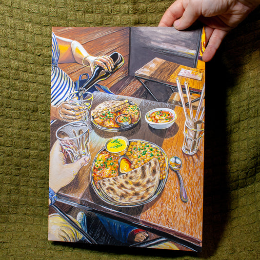 'Catching Up Over Paratha Thali' Painting