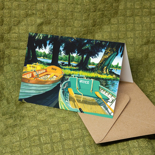 'Sunbathed Boats on the Water' Card