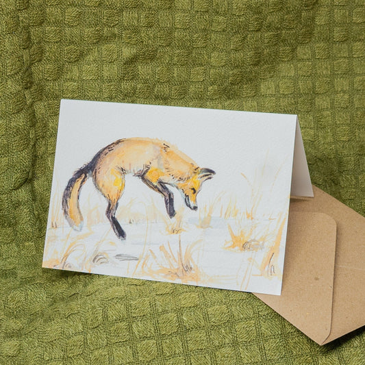 'Fox Jumping in the Snow' Card