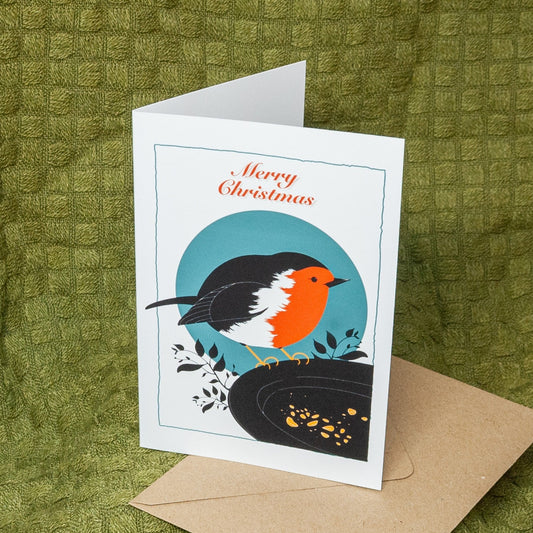 ‘Robin Eating Seeds’ Card