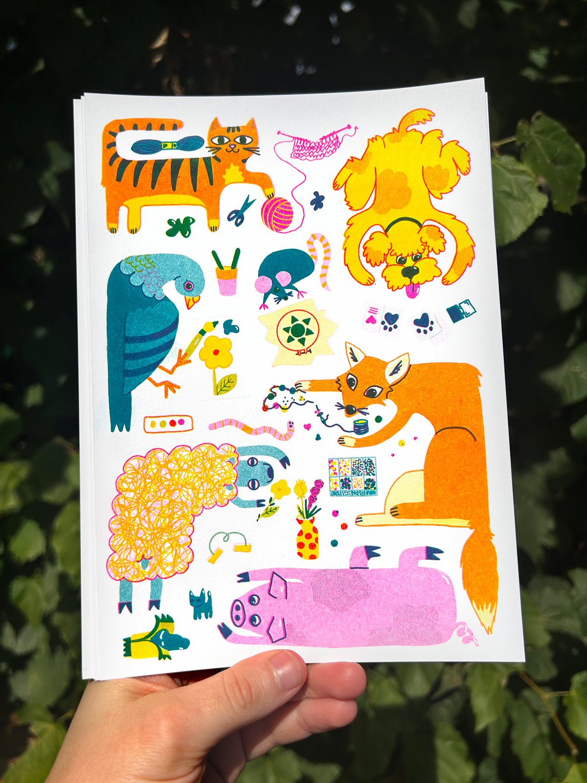 'Crafty Critters' Riso Print