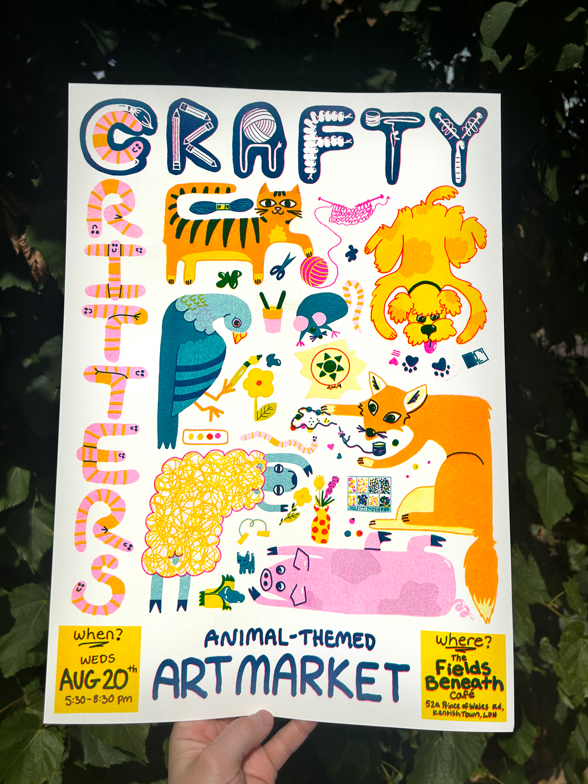 'Crafty Critters Art Market' Riso Print