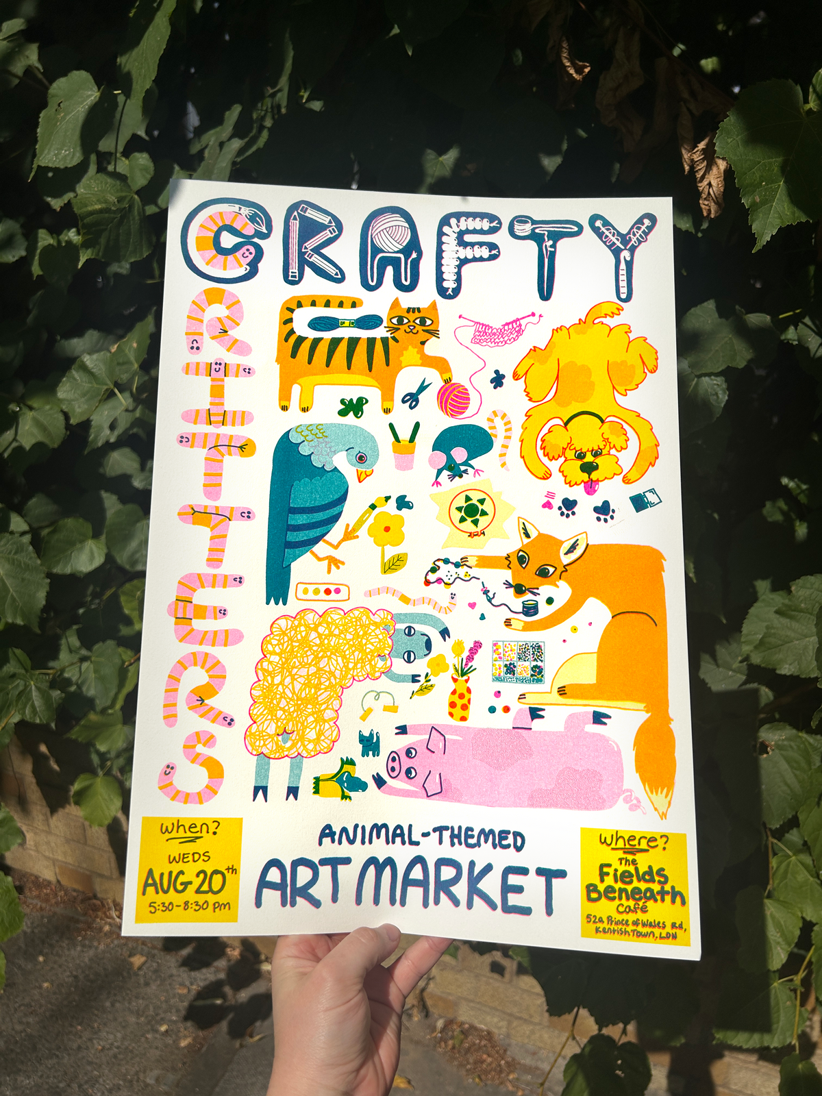 'Crafty Critters Art Market' Riso Print