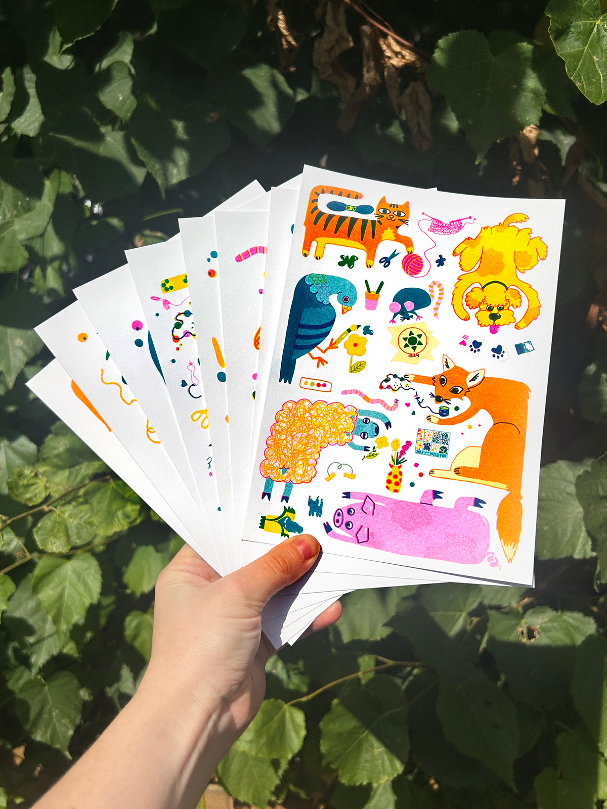 'Crafty Critters: Cat' Riso Print