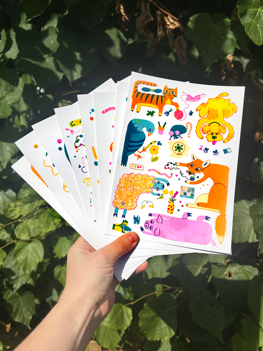 'Crafty Critters: Mouse' Riso Print