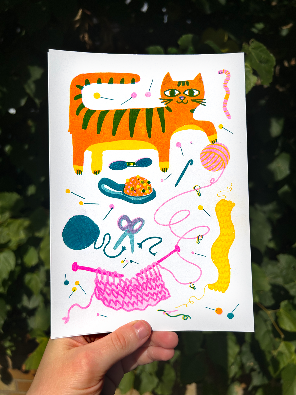 'Crafty Critters: Cat' Riso Print